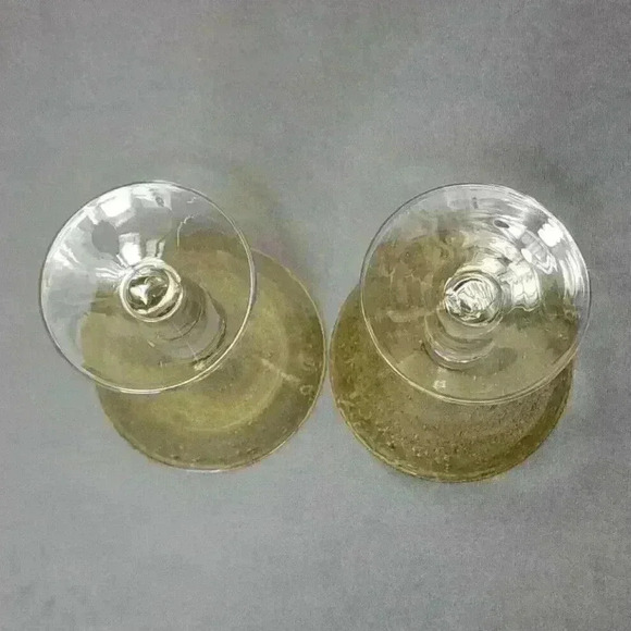Vintage Hand Blown Bubble Art Glass Amber Martini Cosmopolitan Glasses Set of 2 - Picture 6 of 6
